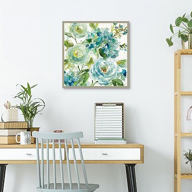 Masterpiece Cool Watercolor Floral Framed Wall Art