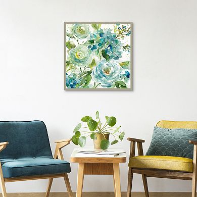 Masterpiece Cool Watercolor Floral Framed Wall Art