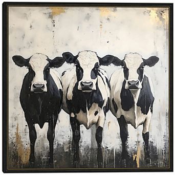 Masterpiece Three Spotted Cows Framed Wall Art