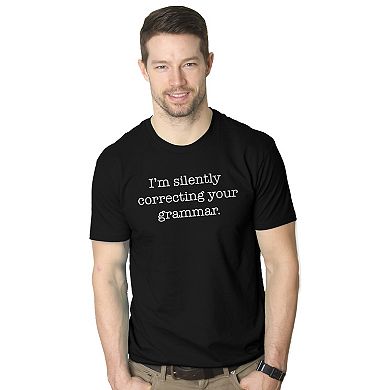 Mens Silently Correcting Your Grammar Funny T Shirt Nerdy Sarcastic Tee Graphic