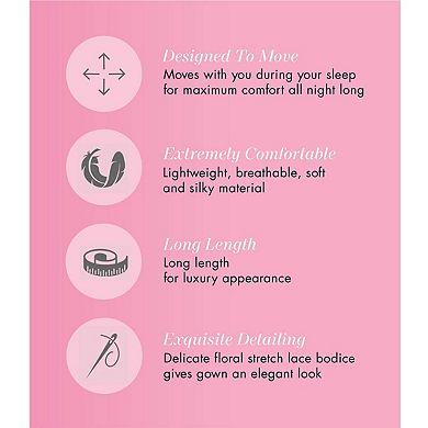 Nylon Tricot Sleeveless Long Nightgown with Floral Lace - 70107