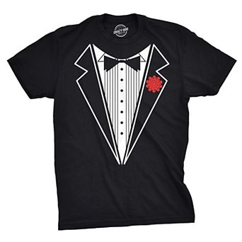 Mens Black Tuxedo T Shirt Funny Lazy Wedding Fake Suit Fancy Marriage Tee