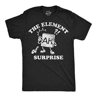 Mens Ah The Element Of Surprise T Shirt Funny Sarcastic Science Periodic Table Tee For Men