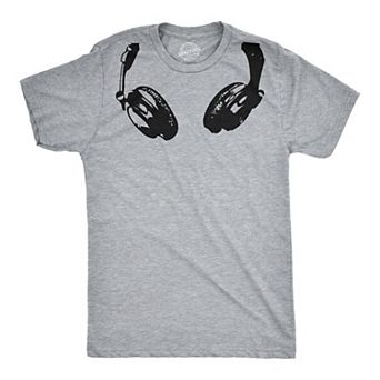 Headphones Around The Neck T Shirt Cool Music Rock and Roll DJ Tee