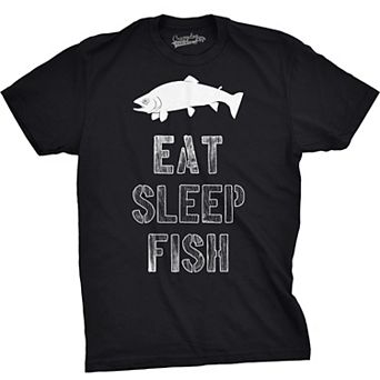 Mens Eat Sleep Fish T Shirt Funny Sarcastic Novelty Fishing Lover Gift for Dad
