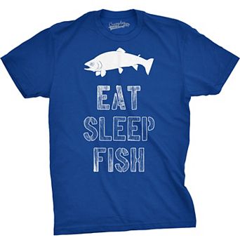 Mens Eat Sleep Fish T Shirt Funny Sarcastic Novelty Fishing Lover Gift for Dad