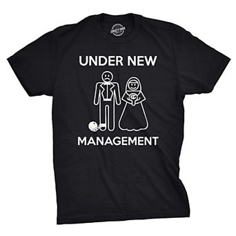 Mens Under New Management Funny Wedding Bachelor Party Novelty Tee for Guys