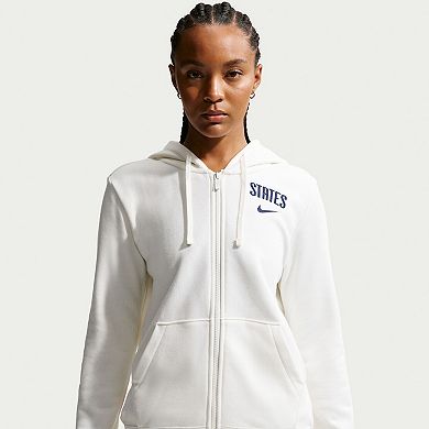 Women's Nike White USMNT Club Fleece Full-Zip Hoodie