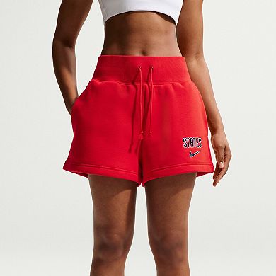 Women's Nike Red USMNT 2026 Phoenix Fleece High-Waisted Shorts