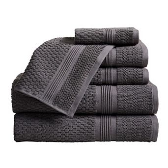 Market & Place 6 pc Cotton Textured Quick Dry Bath Towel Set