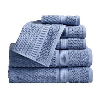 Market & Place 6 pc Cotton Textured Quick Dry Bath Towel Set