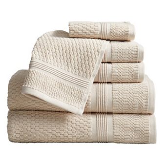 Market & Place 6 pc Cotton Textured Quick Dry Bath Towel Set