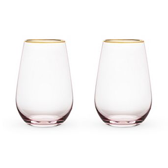 Rose Crystal Stemless Wine Glass Set by Twine®