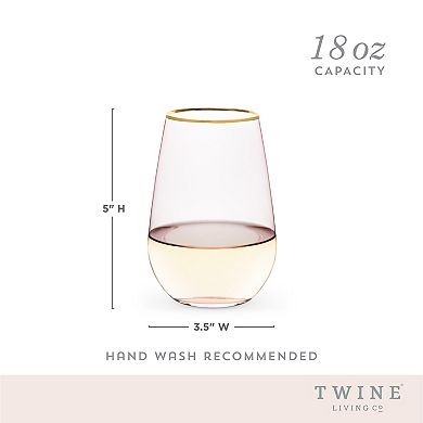 Rose Crystal Stemless Wine Glass Set by Twine®