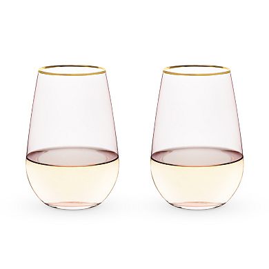 Rose Crystal Stemless Wine Glass Set by Twine®