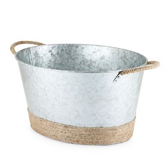 Jute Rope Wrapped Galvanized Tub by Twine®