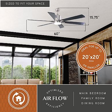 Wheelock 60" LED Ceiling Fan Satin Nickel