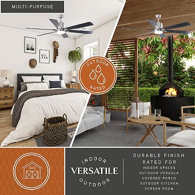 Wheelock 60" LED Ceiling Fan Satin Nickel