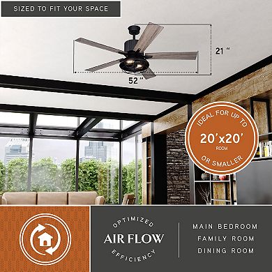 Elkhart 52-in. 2 Light LED Ceiling Fan Black