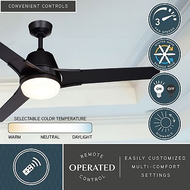 Crescent 52" Ceiling Fan Black