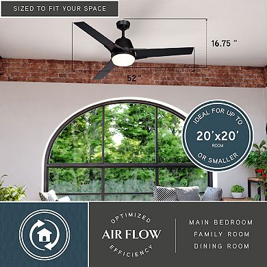 Crescent 52" Ceiling Fan Black