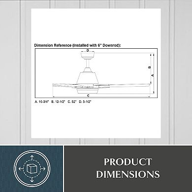 Crescent 52" Ceiling Fan Black