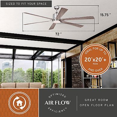 Wheelock 72" LED Ceiling Fan Satin Nickel