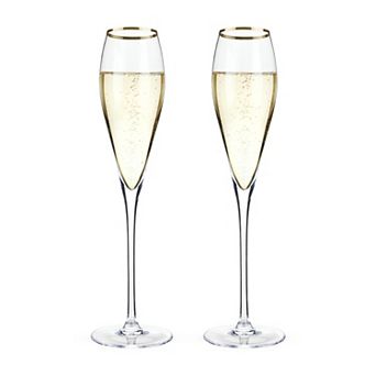Crystal Gold-Rimmed Champagne Flutes Viski®