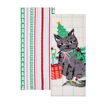St. Nicholas Square® 2 pc Holiday Cat Kitchen Towel Set