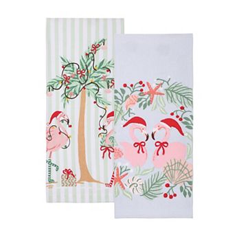 St. Nicholas Square® 2 pc Flamingo Wreath Kitchen Towel Set
