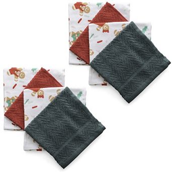 St. Nicholas Square® 8-Pack Gingerbread Print Dishcloths
