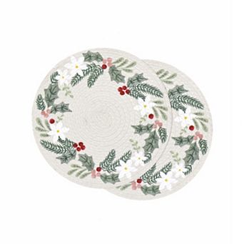 St. Nicholas Square® 2 pc Holiday Wreath Braided Trivet Set