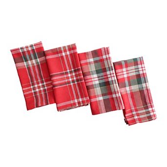 St. Nicholas Square® 4-Pack Holiday Plaid Yarn Dye Napkins