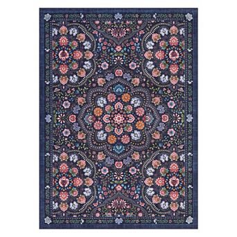 Medallion Area Rug Non Slip Foldable Low Pile Ultra Thin Pet Friendly Floor Cover for Bedroom