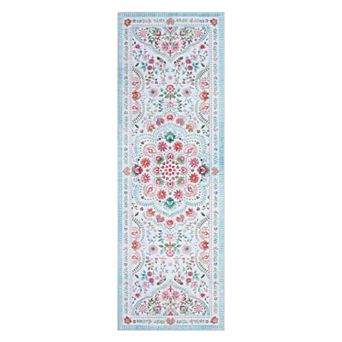 Medallion Area Rug Non Slip Foldable Low Pile Ultra Thin Pet Friendly Floor Cover for Bedroom