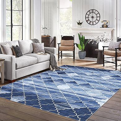 Boho Area Rug Machine Washable Vacuum Clean Ultra Thin Stain Resistant Carpet for Living Room