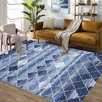 Boho Area Rug Machine Washable Vacuum Clean Ultra Thin Stain Resistant Carpet for Living Room