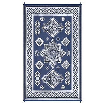 Boho Outdoor Area Rug Reversible Waterproof Stain & UV Resistant Plastic Straw Carpet for RV Beach