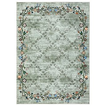 Vintage Floral Area Rug Non Slip Foldable Ultra Thin Non Shedding Floor Cover for Bedroom Playroom