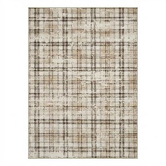 Vintage Plaid Area Rug Low Pile Pet Friendly Non Slip Vacuum Clean Carpet for Kid's Room Bathroom