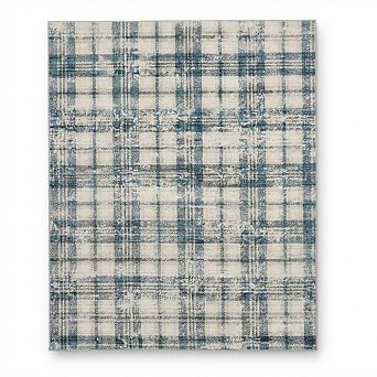 Vintage Plaid Area Rug Low Pile Pet Friendly Non Slip Vacuum Clean Carpet for Kid's Room Bathroom