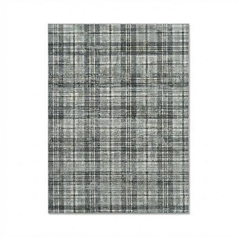 Vintage Plaid Area Rug Low Pile Pet Friendly Non Slip Vacuum Clean Carpet for Kid's Room Bathroom