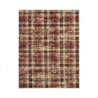 Vintage Plaid Area Rug Low Pile Pet Friendly Non Slip Vacuum Clean Carpet for Kid's Room Bathroom