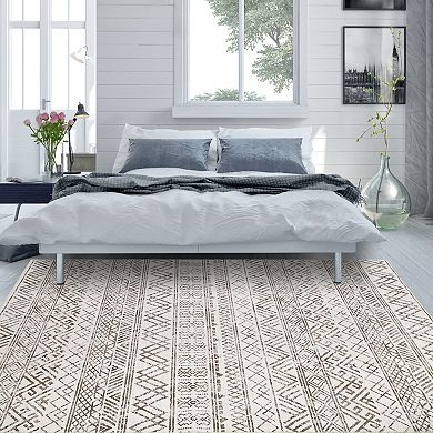 Boho Area Rug Machine Washable Non Shedding Stain Resistant Floor Cover for Living Room Laundry