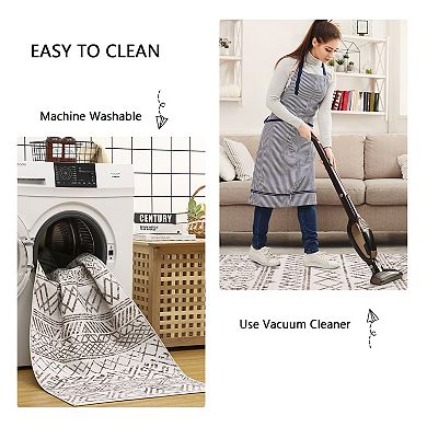 Boho Area Rug Machine Washable Non Shedding Stain Resistant Floor Cover for Living Room Laundry