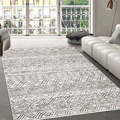 Boho Area Rug Machine Washable Non Shedding Stain Resistant Floor Cover for Living Room Laundry