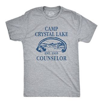 Mens Camp Crystal Lake T shirt Funny Graphic Camping Vintage Adult Novelty Tees