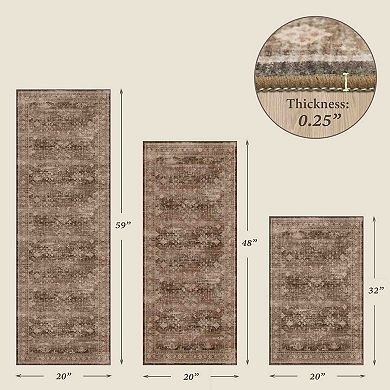 BOGASYL 3 Piece Vintage Kitchen Rug Set