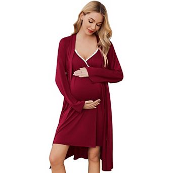 Ekouaer Maternity Nursing Gown and Robe Set Nursing 1 Labor Delivery Nightgowns for Hospital
