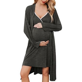 Ekouaer Maternity Nursing Gown and Robe Set Nursing 1 Labor Delivery Nightgowns for Hospital